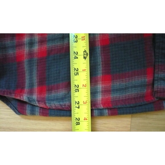Volcom Shirt Men L Red Grey Plaid Streetwear Skater Grunge Faded Trashed Comfy - Picture 11 of 13